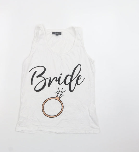 Studio Womens White  Cotton Basic Tank Size 12 Scoop Neck - Bride