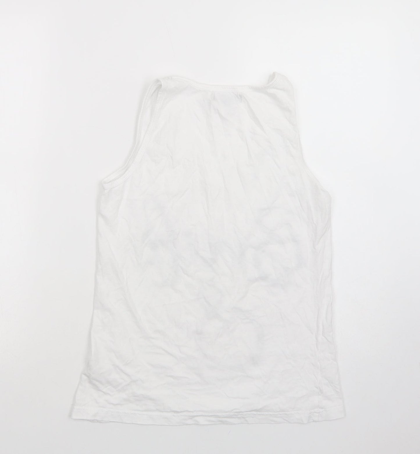Studio Womens White  Cotton Basic Tank Size 12 Scoop Neck - Bride