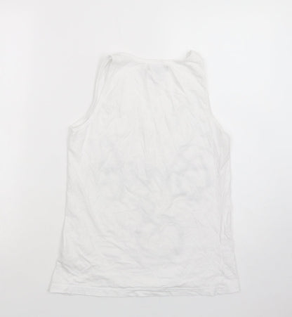Studio Womens White  Cotton Basic Tank Size 12 Scoop Neck - Bride