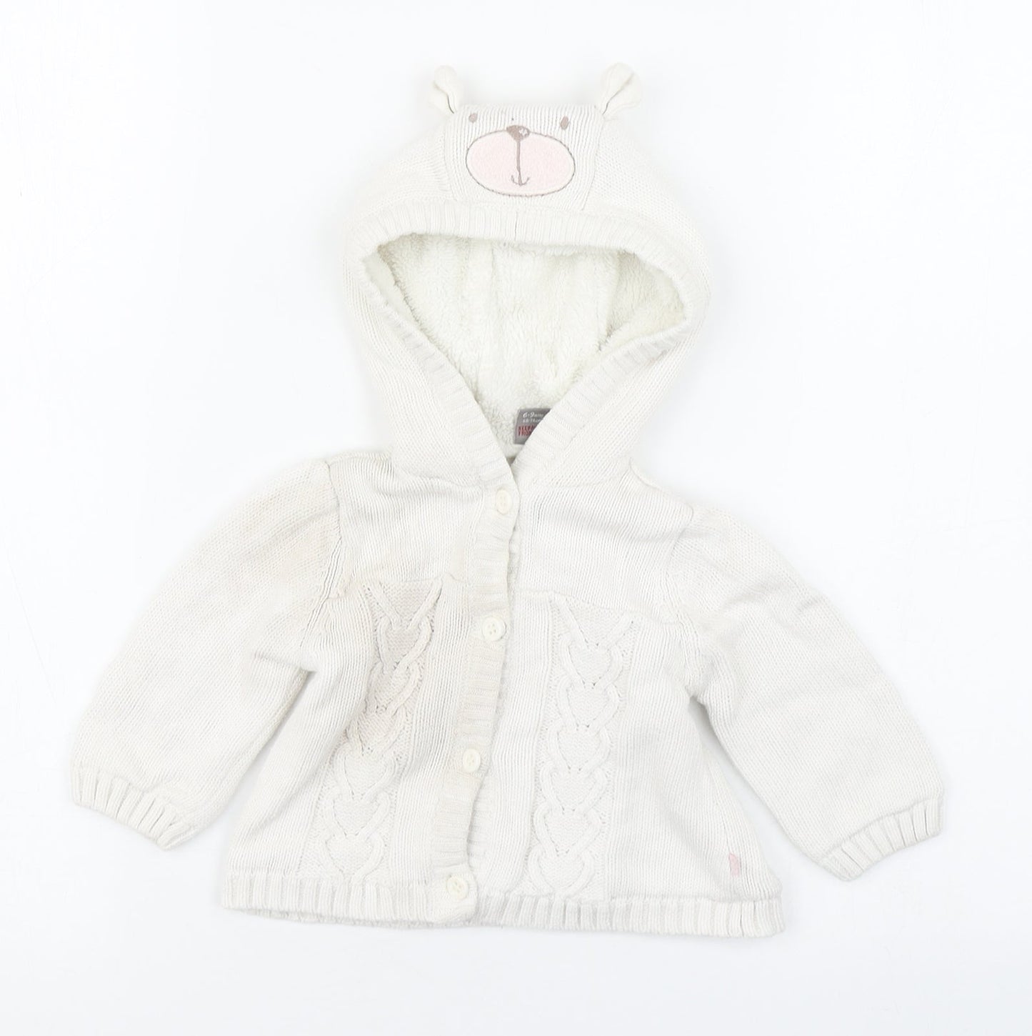 TU Girls White   Jacket Coatigan Size 6-9 Months   Button
