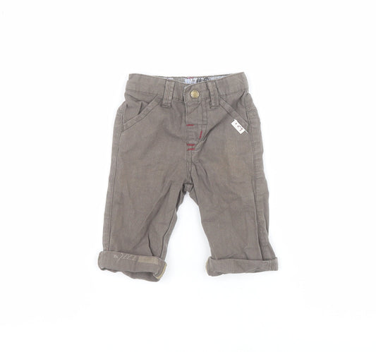 Mamas & Papas  Baby Grey  100% Cotton Capri Jeans Size 0-3 Months  Snap