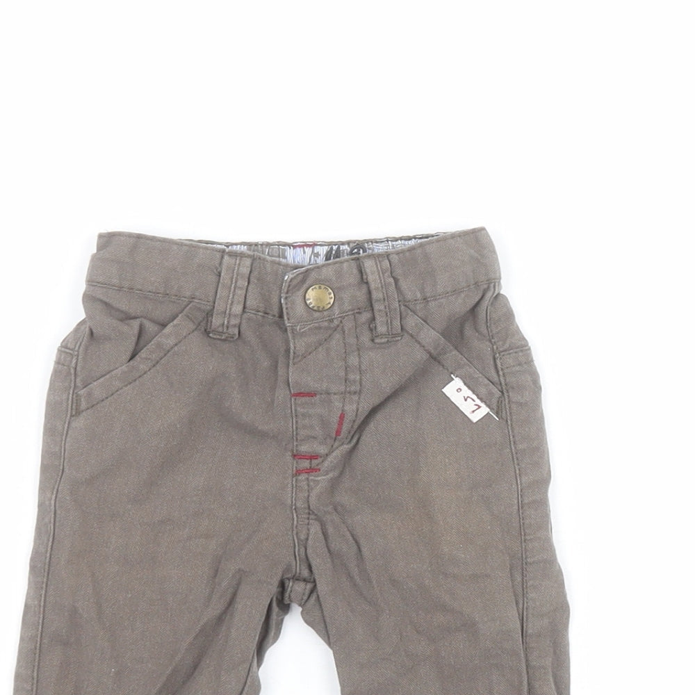 Mamas & Papas  Baby Grey  100% Cotton Capri Jeans Size 0-3 Months  Snap