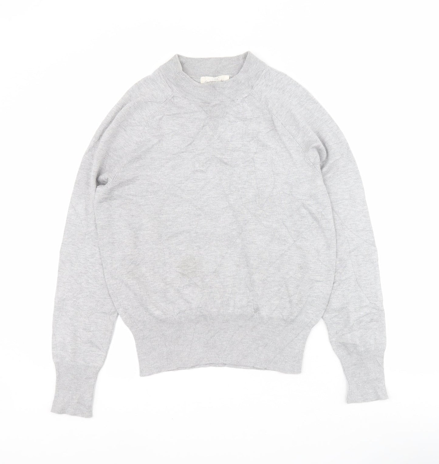 H&M Womens Grey Mock Neck  Viscose Pullover Jumper Size XS