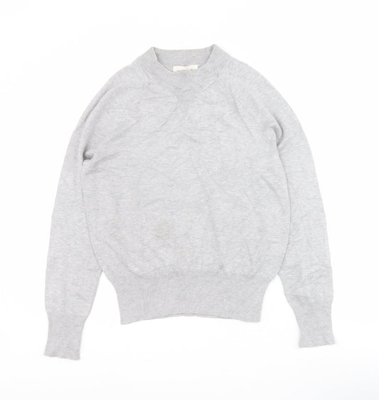 H&M Womens Grey Mock Neck  Viscose Pullover Jumper Size XS