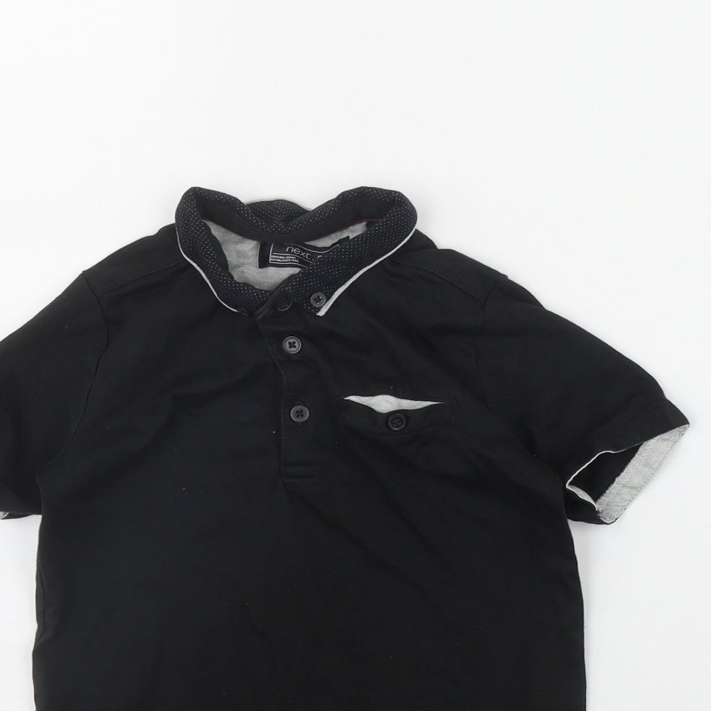 NEXT Boys Black  Cotton Basic Polo Size 4 Years Collared Button