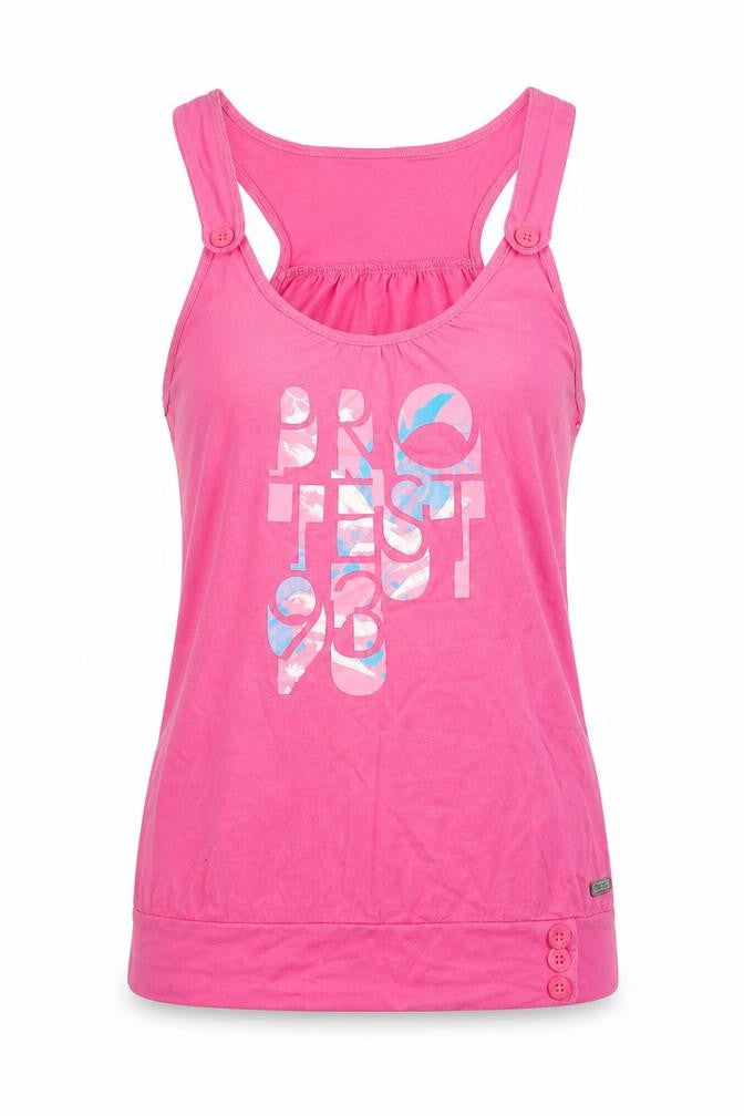 Protest Womens Pink  Cotton Basic Tank Size 10 Scoop Neck