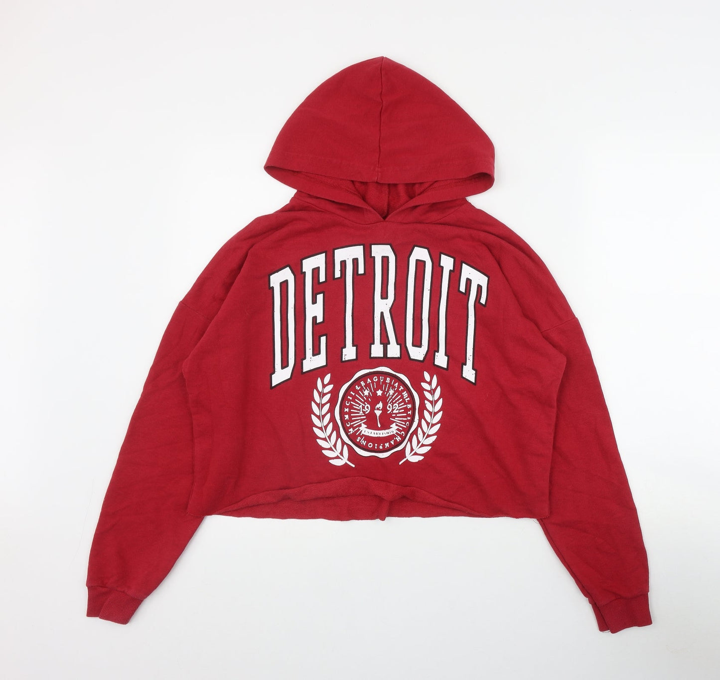 New Look Girls Red  Cotton Pullover Hoodie Size 14-15 Years  Pullover - 'Detroit'