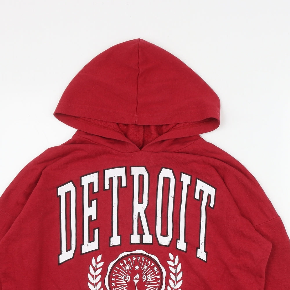 New Look Girls Red  Cotton Pullover Hoodie Size 14-15 Years  Pullover - 'Detroit'