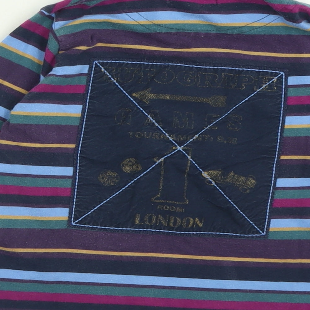 Autograph Boys Purple Striped Cotton Basic Polo Size 2-3 Years Collared Button