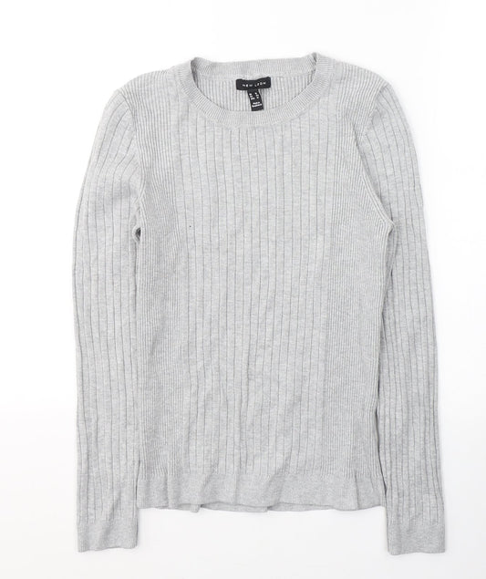 New Look Womens Grey Round Neck  Cotton Pullover Jumper Size 16