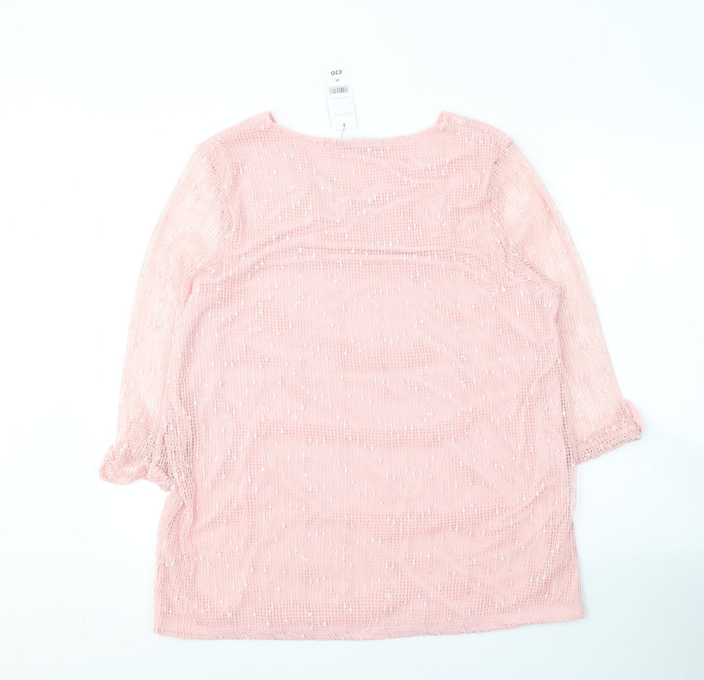 Bonmarché Womens Pink Round Neck  Polyester Pullover Jumper Size 16