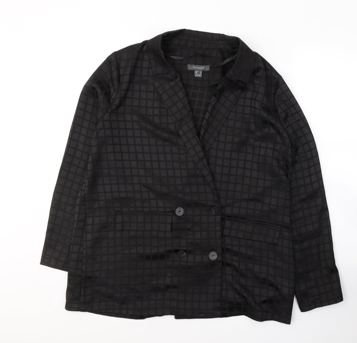 Primark Womens Black Geometric Polyester Jacket Blazer Size 14