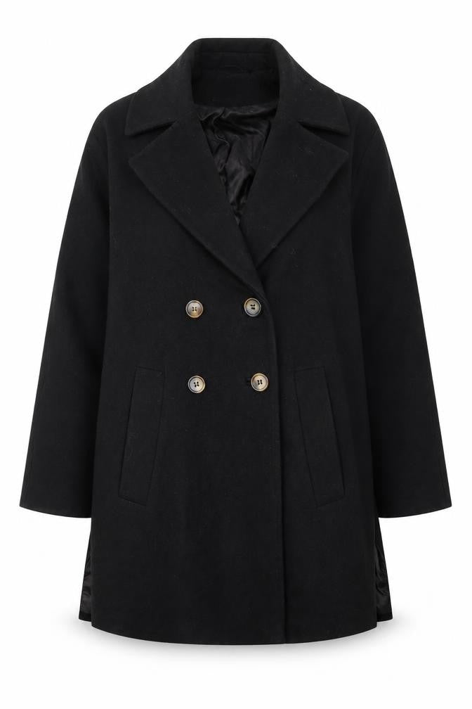 ASOS Womens Black   Pea Coat Coat Size 4  Button