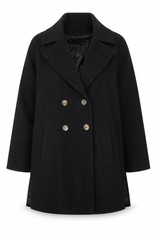 ASOS Womens Black   Pea Coat Coat Size 4  Button