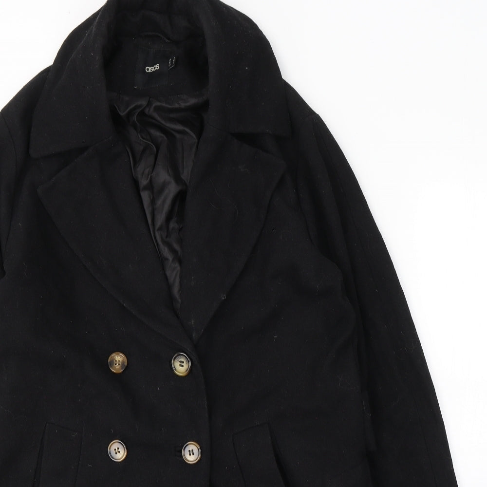 ASOS Womens Black   Pea Coat Coat Size 4  Button