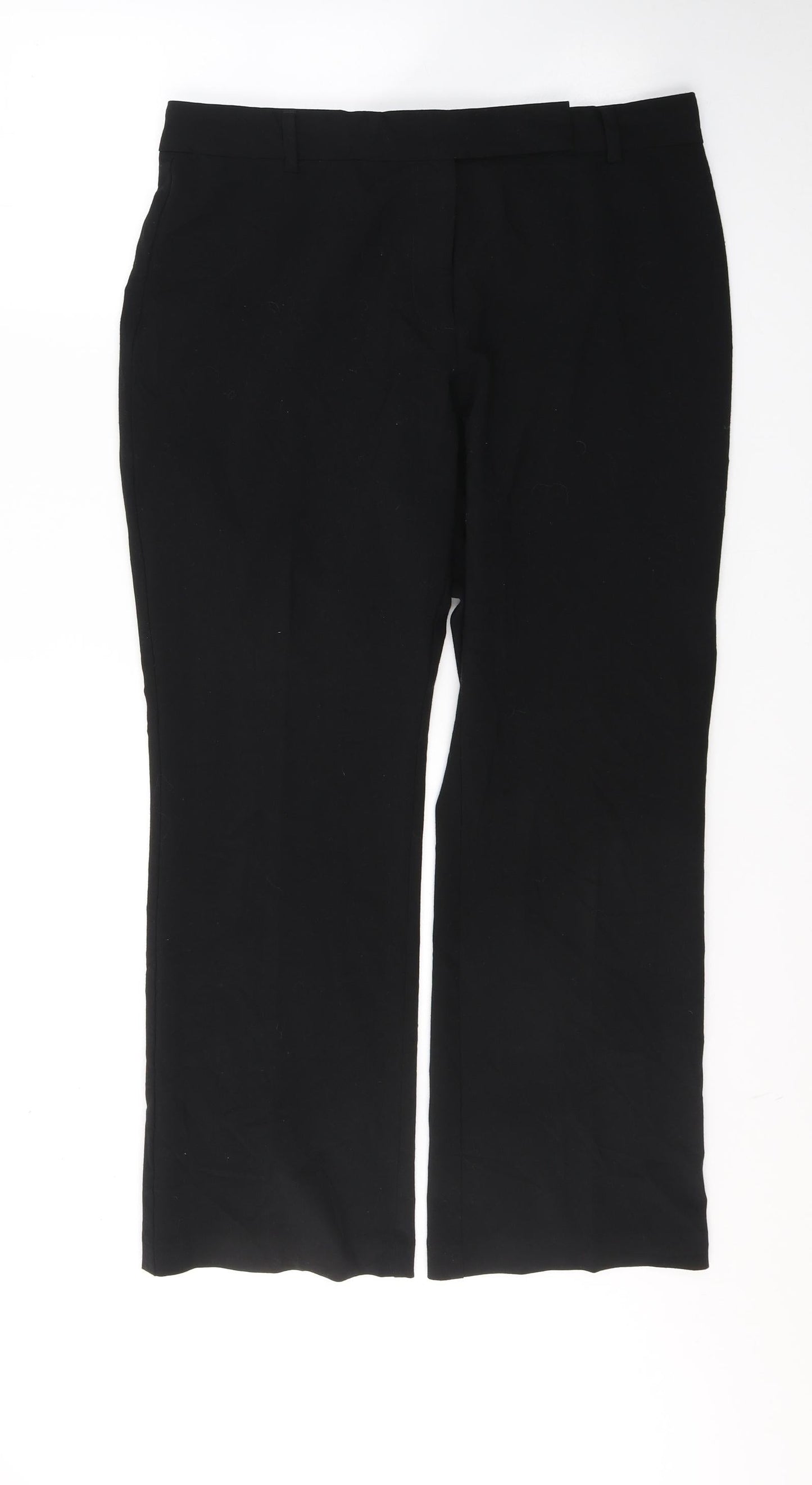 Marks and Spencer Womens Black  Polyester Trousers  Size 14 L28 in Regular Button