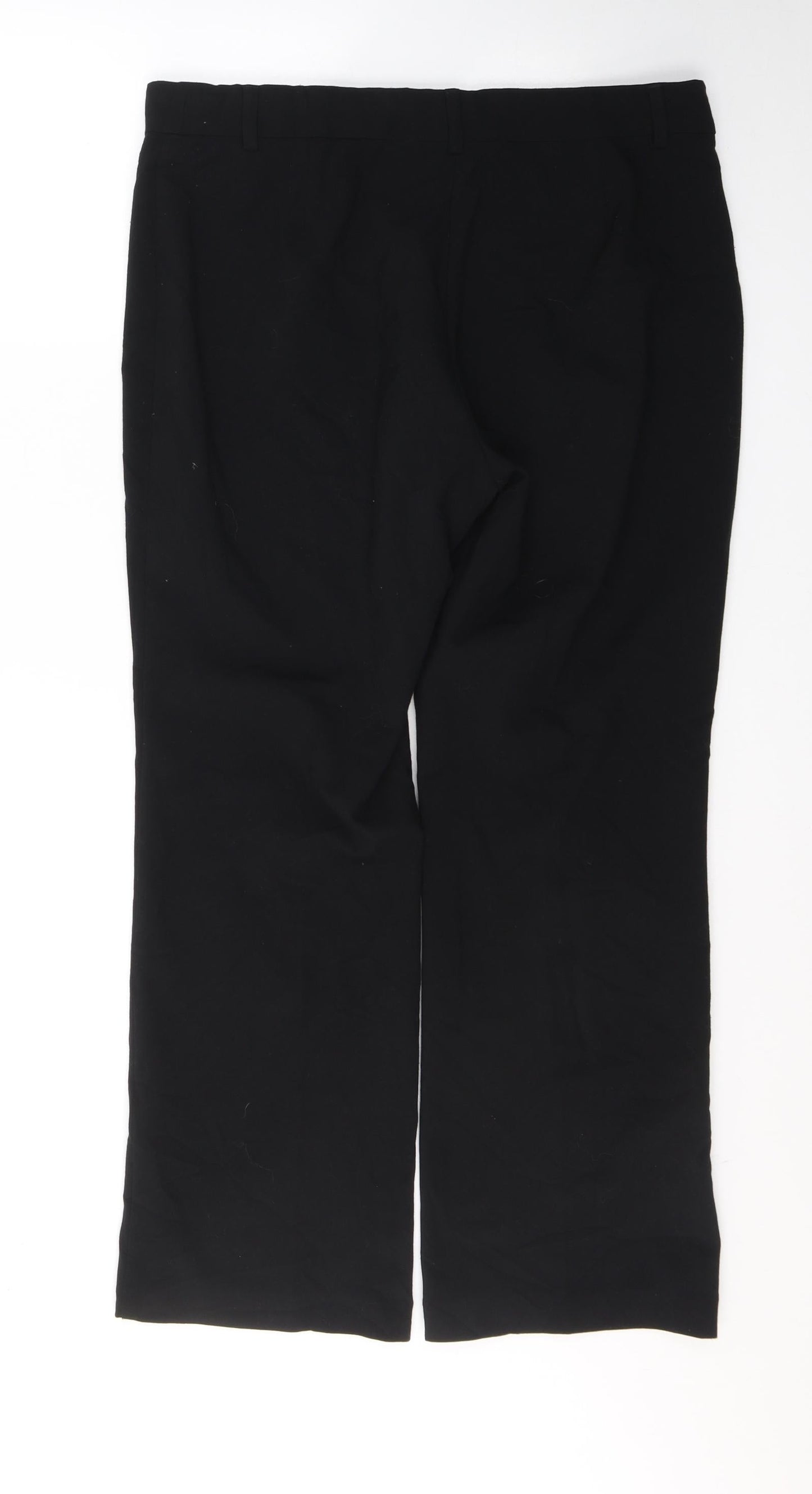 Marks and Spencer Womens Black  Polyester Trousers  Size 14 L28 in Regular Button