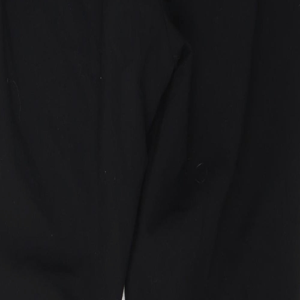Marks and Spencer Womens Black  Polyester Trousers  Size 14 L28 in Regular Button