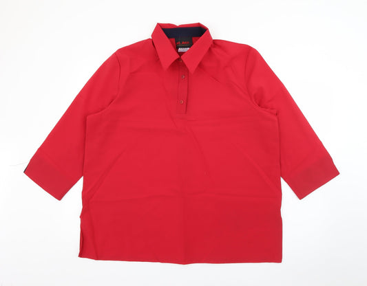 Mr. Max Mens Red  Polyester  Button-Up Size XL Collared Button