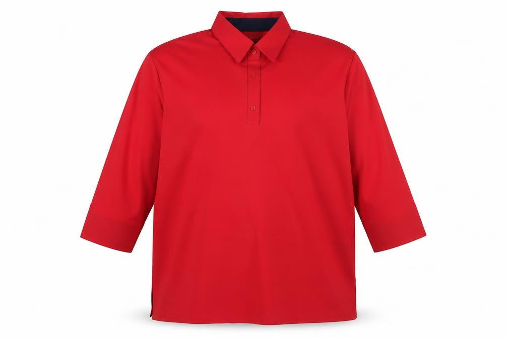Mr. Max Mens Red  Polyester  Button-Up Size XL Collared Button