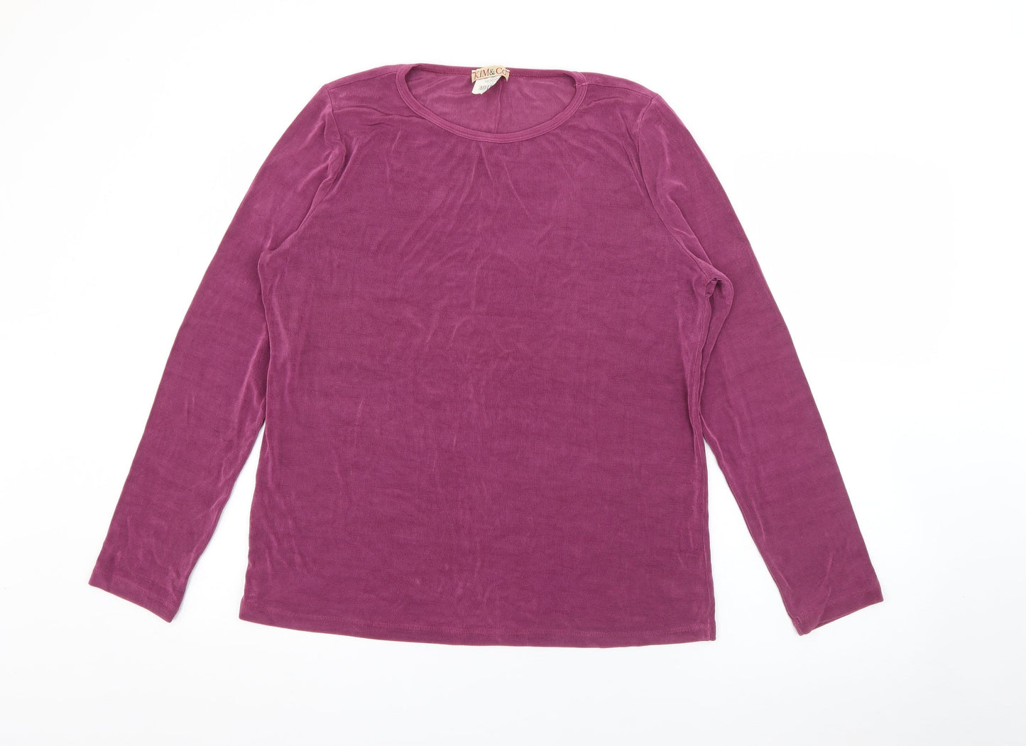 Kim & Co Womens Purple Crew Neck  Acetate Pullover Jumper Size L