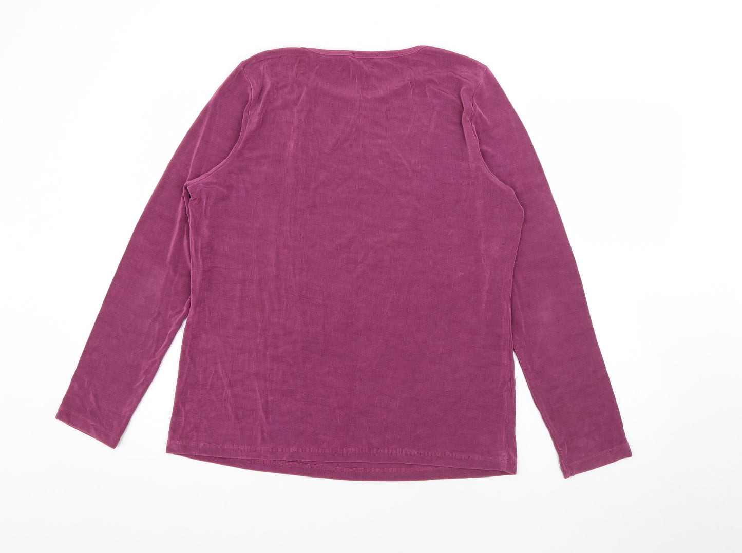 Kim & Co Womens Purple Crew Neck  Acetate Pullover Jumper Size L