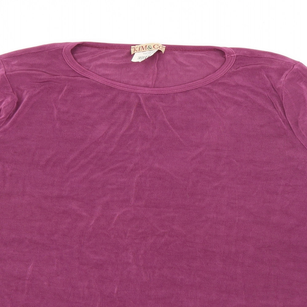 Kim & Co Womens Purple Crew Neck  Acetate Pullover Jumper Size L