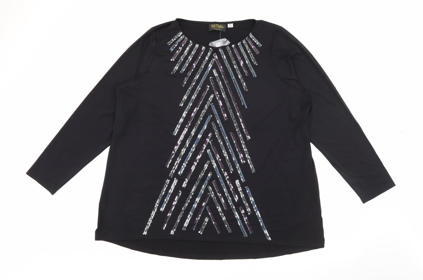 Bob Markie Womens Black Round Neck  Polyester Pullover Jumper Size XL