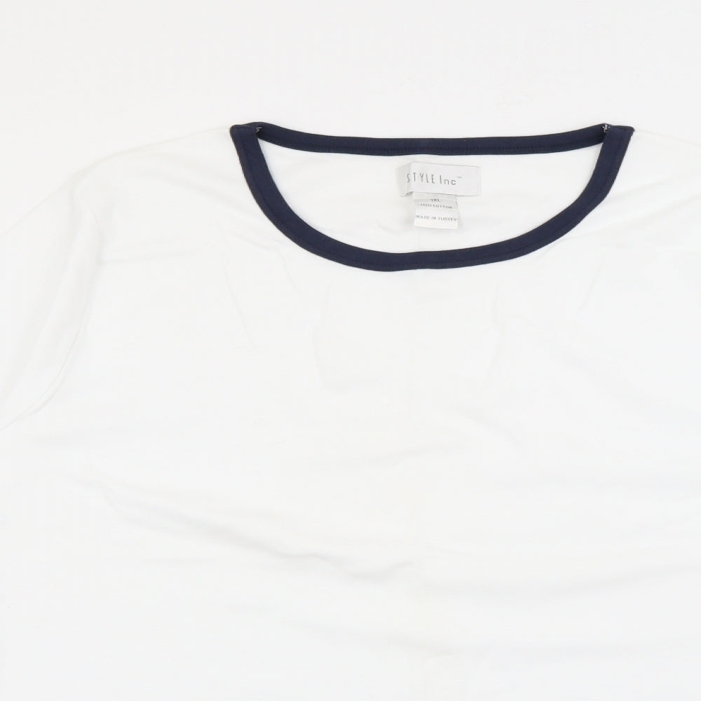 Style Inc Womens White Crew Neck  Cotton Pullover Jumper Size XL