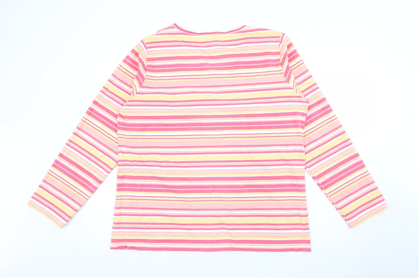Stle Inc Womens Pink Scoop Neck Striped Cotton Pullover Jumper Size L