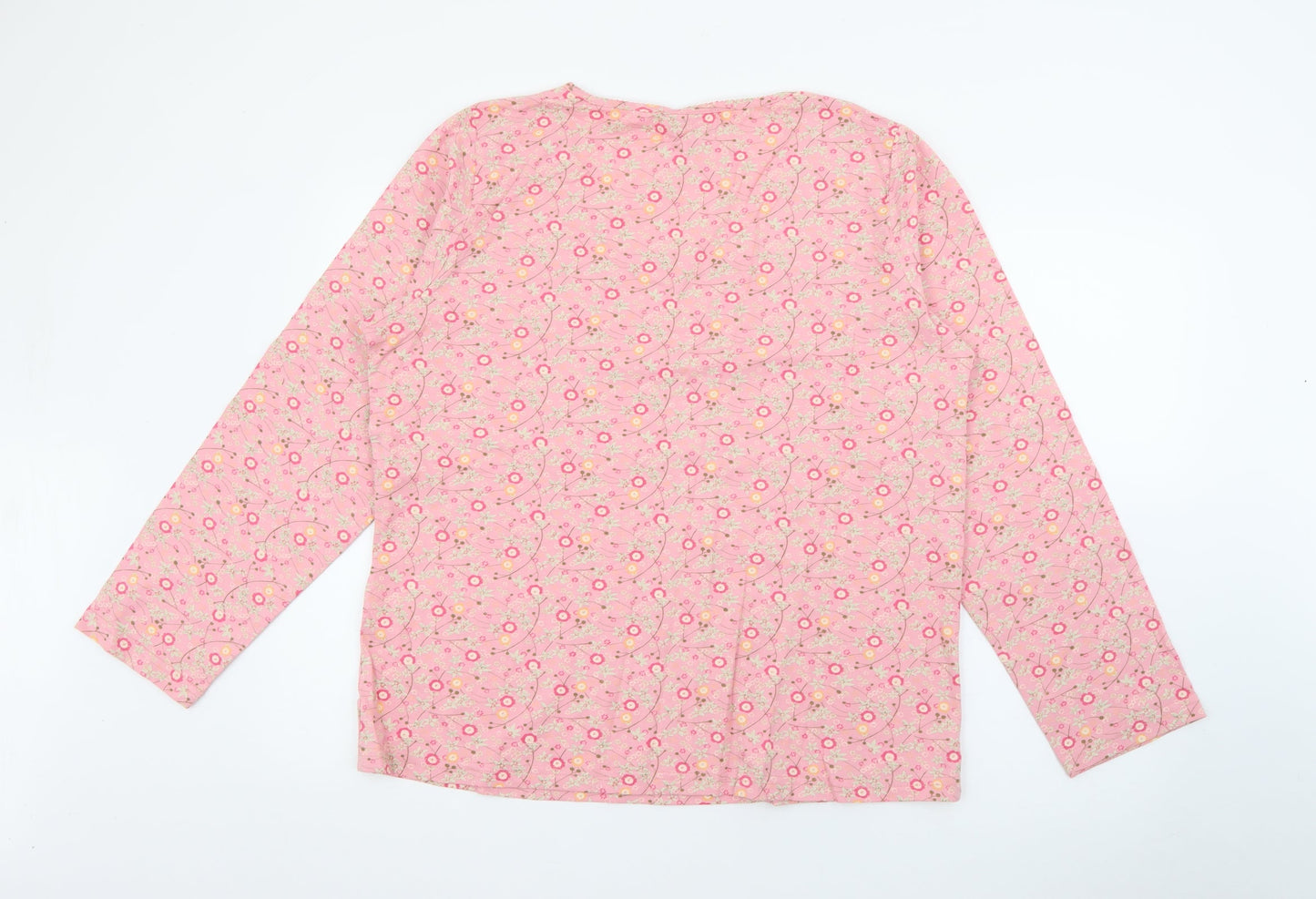 Style Inc Womens Pink Scoop Neck Floral Cotton Pullover Jumper Size L
