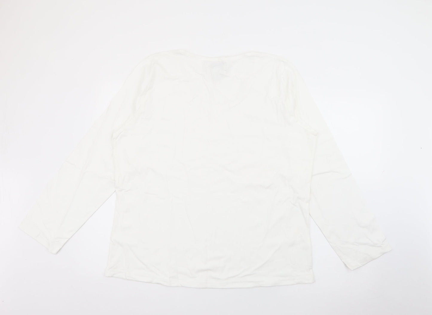 Stle Inc Womens White Scoop Neck  Cotton Pullover Jumper Size L