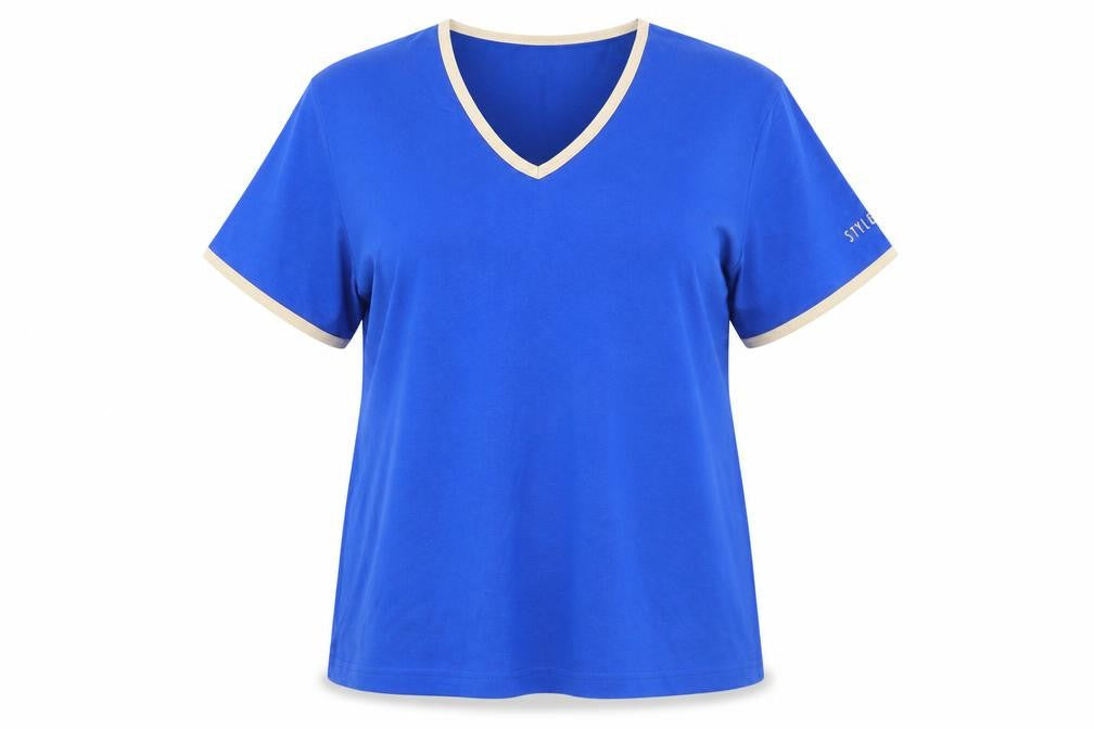 Style Inc Womens Blue  Cotton Basic T-Shirt Size 2XL V-Neck