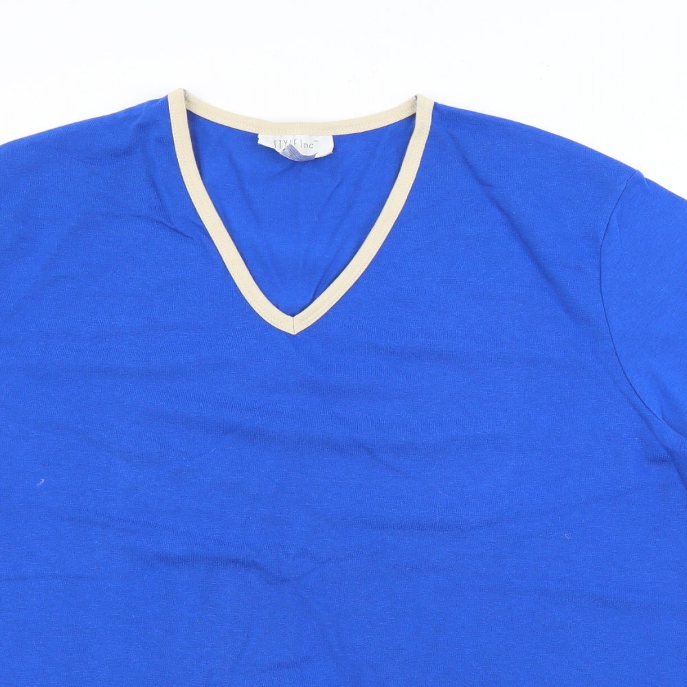 Style Inc Womens Blue  Cotton Basic T-Shirt Size 2XL V-Neck