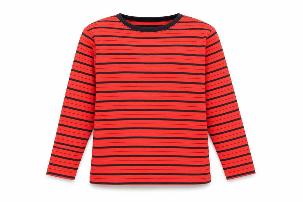 Casual & Co Womens Red Crew Neck Striped Cotton Pullover Jumper Size XL