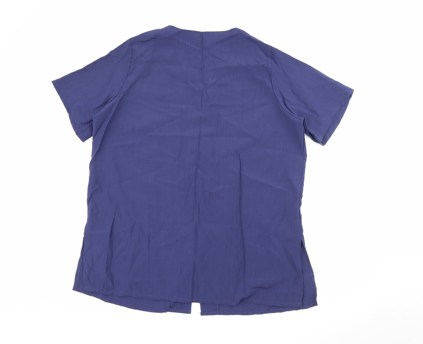 Preworn Womens Blue  Viscose Basic Button-Up Size 16 V-Neck