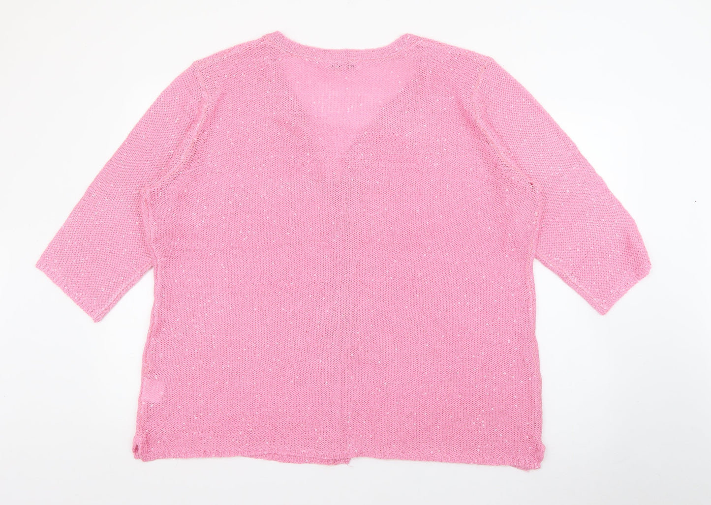 Michele Hope Womens Pink V-Neck  Polyester Cardigan Jumper Size 22