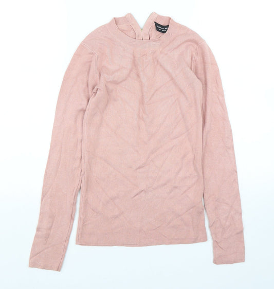 Dorothy Perkins Womens Pink Round Neck  Viscose Pullover Jumper Size 8