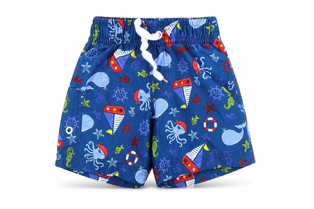 St Bernard Boys Multicoloured Geometric Polyester Sweatpants Trousers Size 9-12 Months   - Nautical Swim Shorts