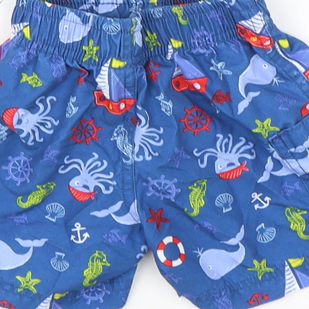 St Bernard Boys Multicoloured Geometric Polyester Sweatpants Trousers Size 9-12 Months   - Nautical Swim Shorts