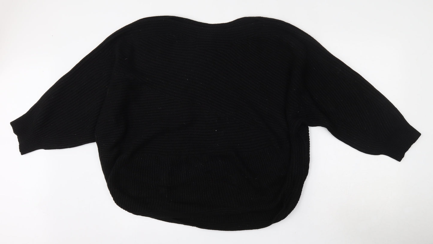 Dorothy Perkins Womens Black Boat Neck  Acrylic Pullover Jumper Size M