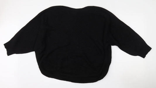 Dorothy Perkins Womens Black Boat Neck  Acrylic Pullover Jumper Size M