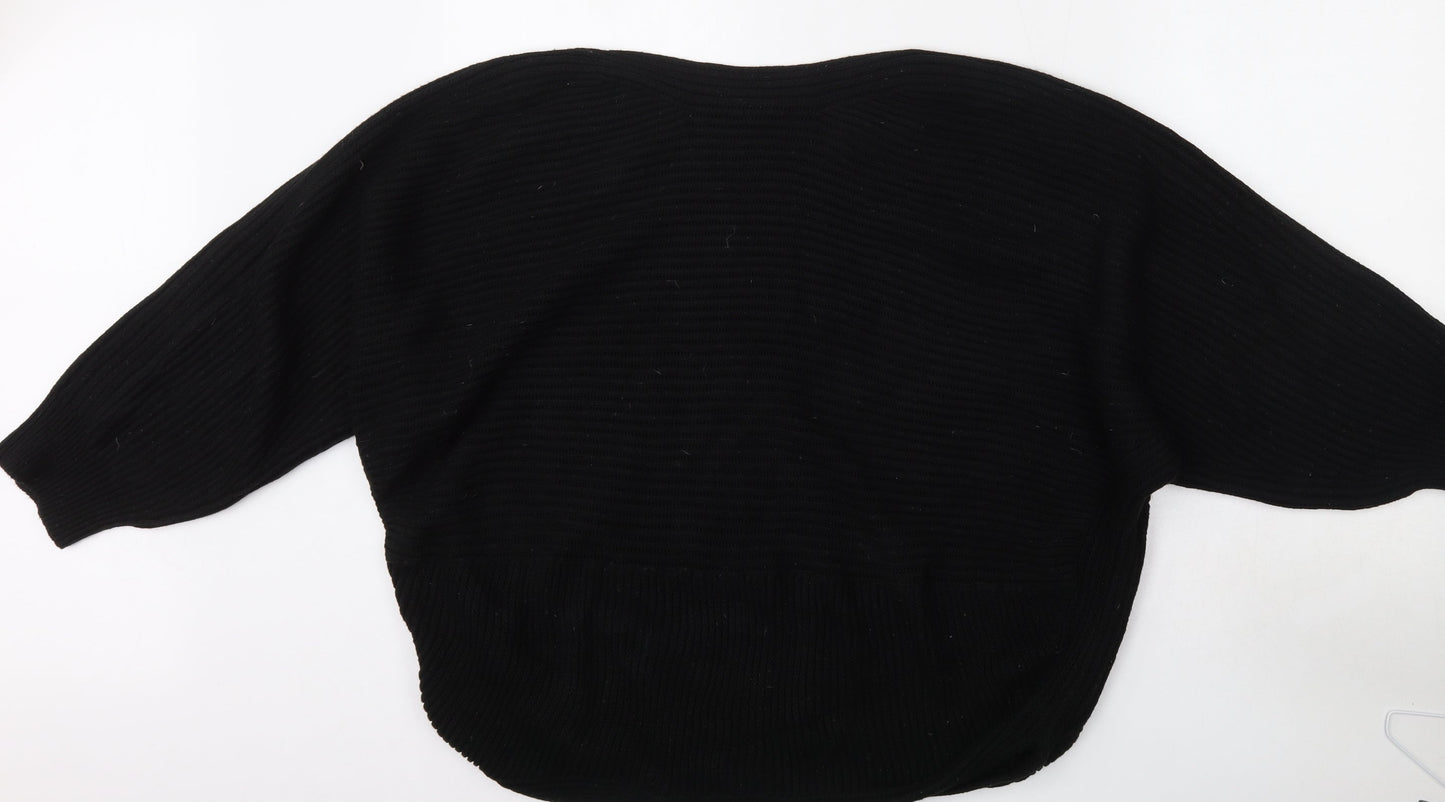 Dorothy Perkins Womens Black Boat Neck  Acrylic Pullover Jumper Size M