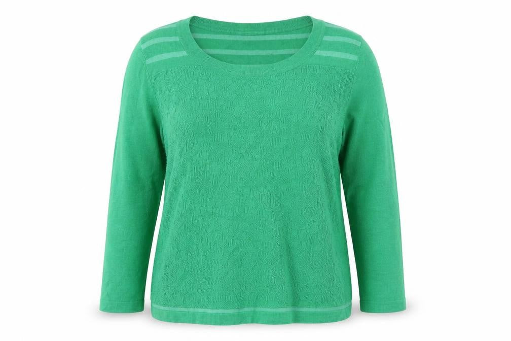 Per Una Womens Green Round Neck Striped Viscose Pullover Jumper Size 12