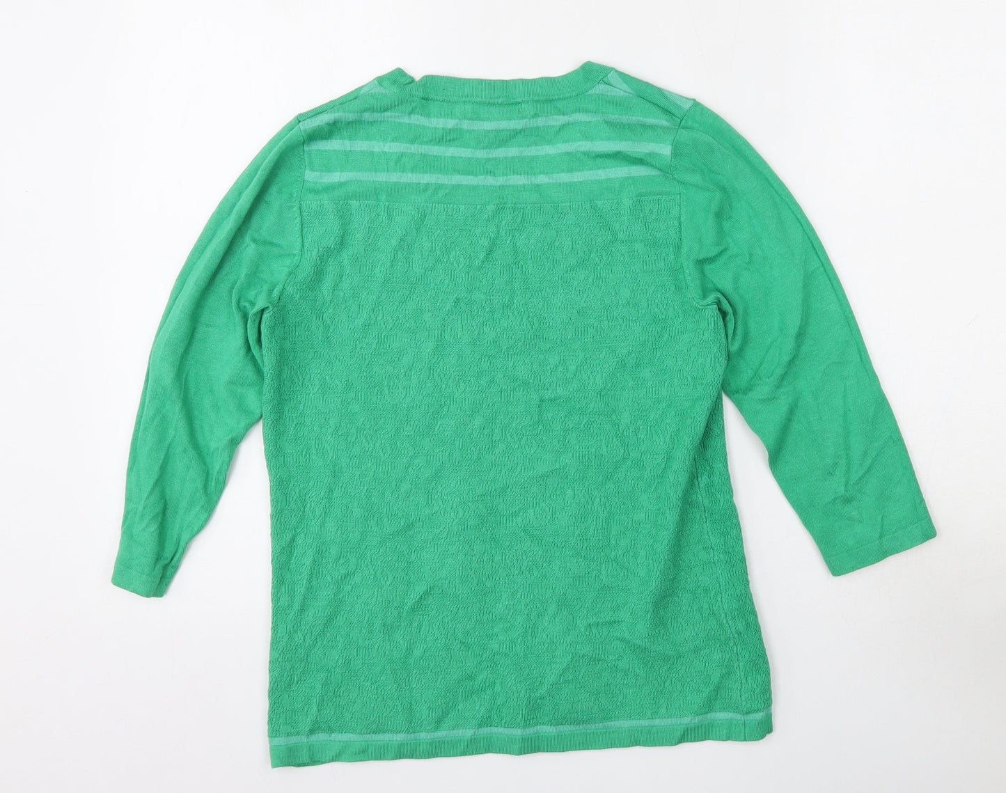 Per Una Womens Green Round Neck Striped Viscose Pullover Jumper Size 12