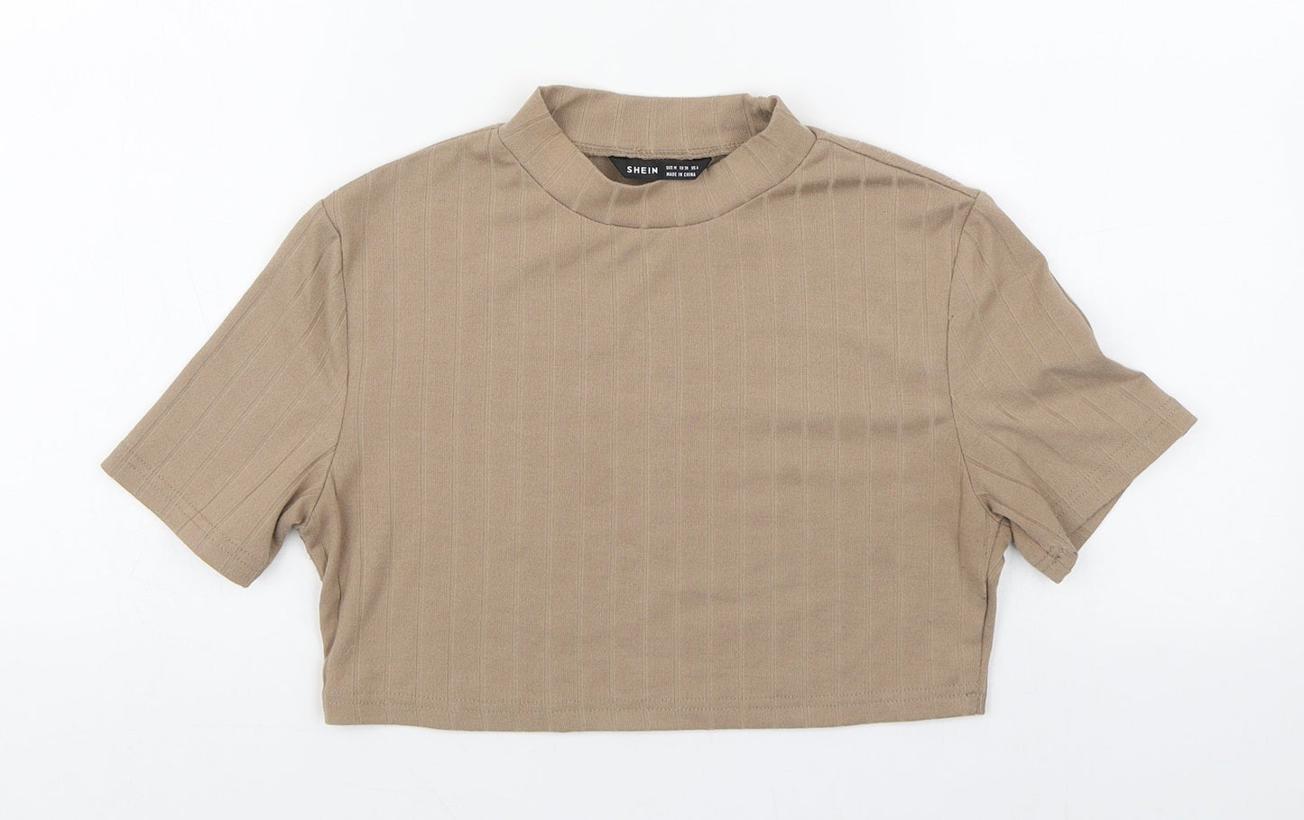Shien Womens Brown  Polyester Basic T-Shirt Size M Round Neck