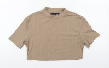 SHEIN Shien Womens Brown  Polyester Basic T-Shirt Size M Round Neck