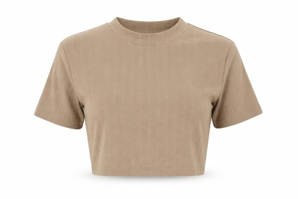 Shien Womens Brown  Polyester Basic T-Shirt Size M Round Neck