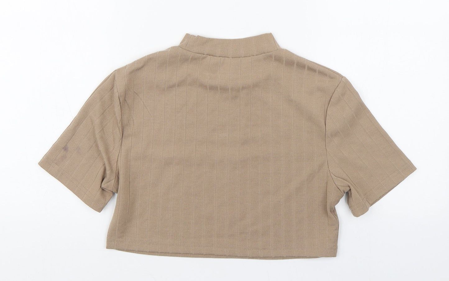 Shien Womens Brown  Polyester Basic T-Shirt Size M Round Neck