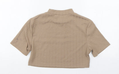 SHEIN Shien Womens Brown  Polyester Basic T-Shirt Size M Round Neck